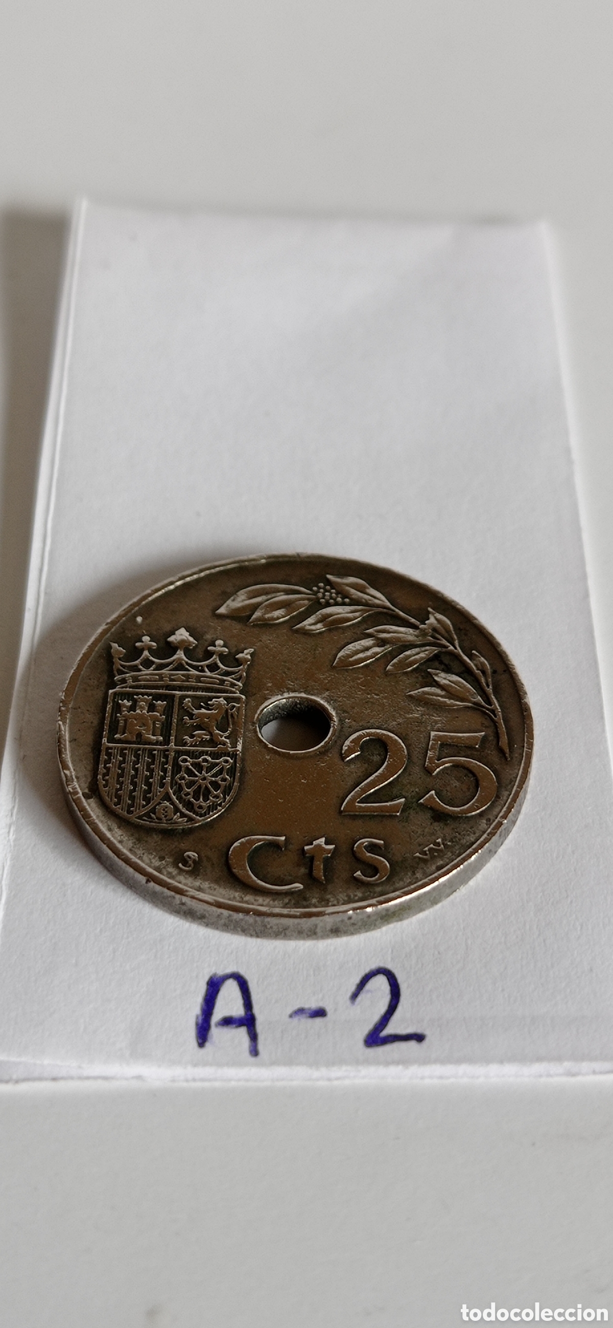Monedas Franco: MONEDA DE 25 CENTIMOS / DE ESPA&Ntilde;A - 1937 - Foto 2
