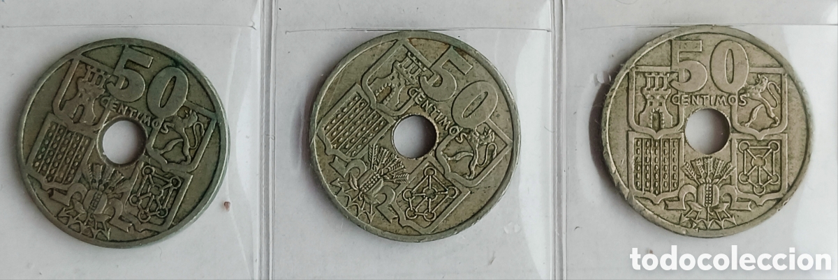 Monedas Franco: 3 Monedas 50 c&eacute;ntimos Espa&ntilde;a - Foto 1