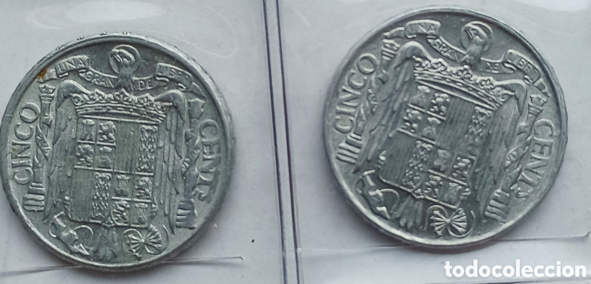 Monedas Franco: 2 Monedas 5 cent Espa&ntilde;a - Foto 2