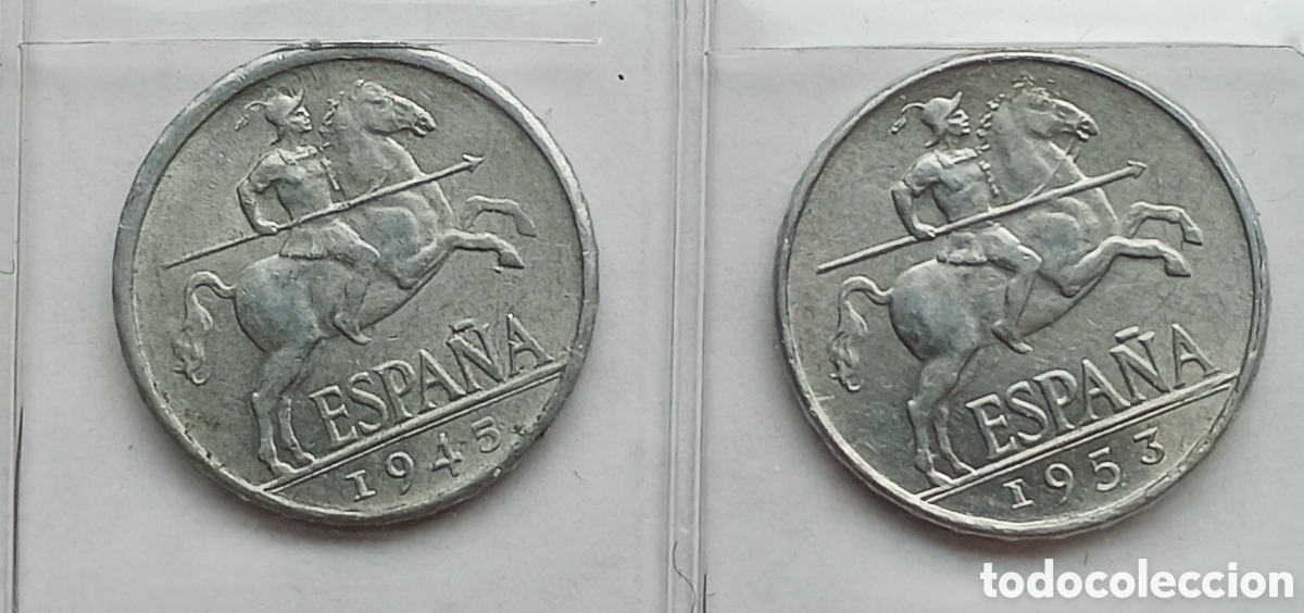 Monedas Franco: 2 Monedas 5 cent Espa&ntilde;a - Foto 1