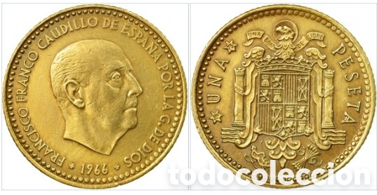 Monedas Franco: Moneda Una peseta 1966 75 - Foto 1