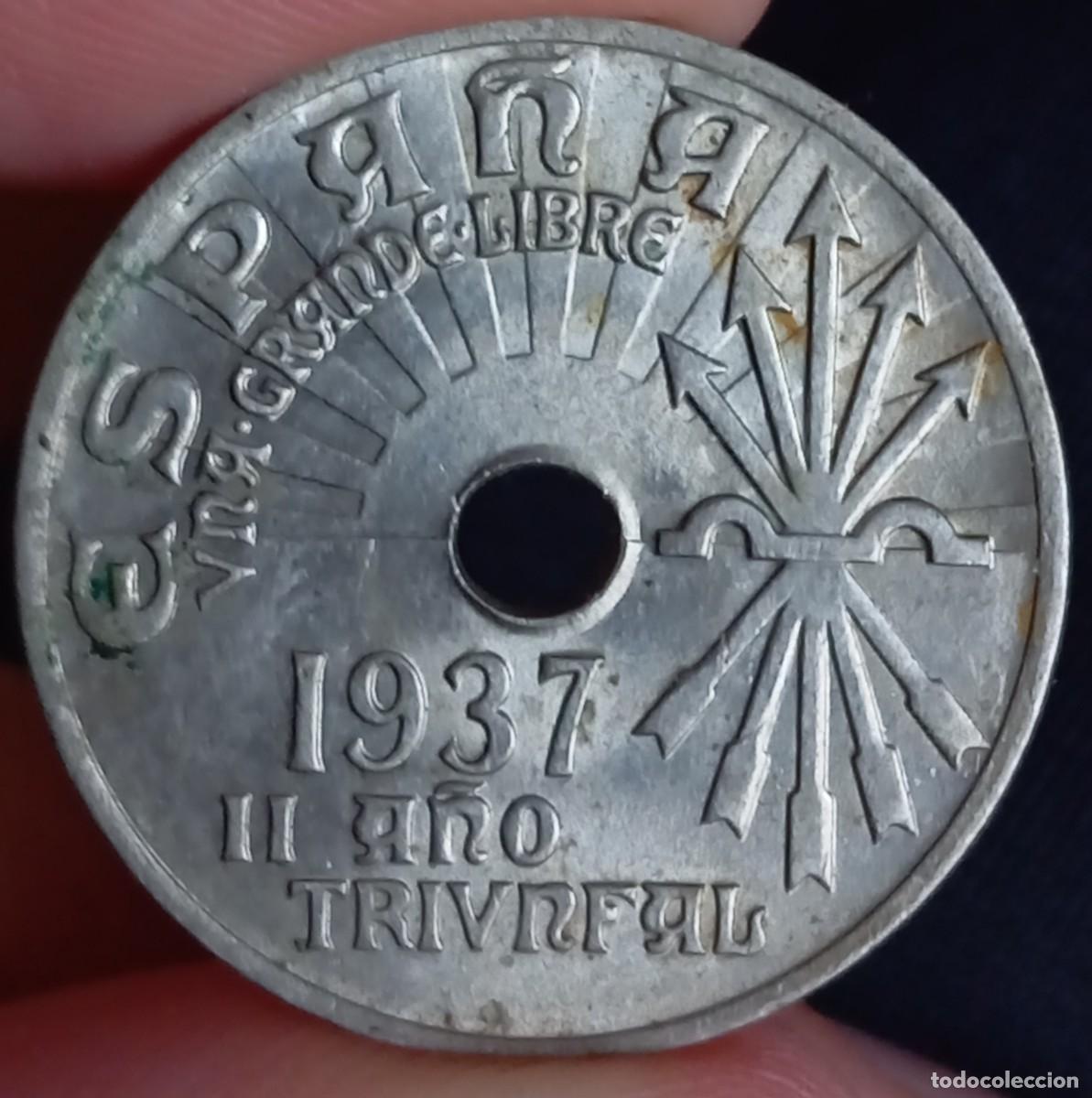 Monedas Franco: 25 c&eacute;ntimos 1937 (EBC) - Foto 1