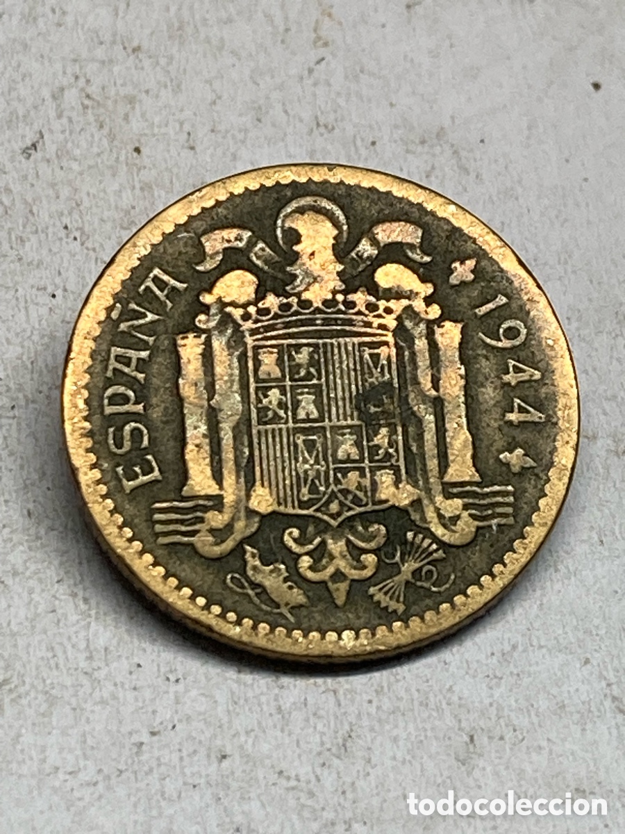 Monedas Franco: Moneda de 1 pesetas 1944 M31 - Foto 2