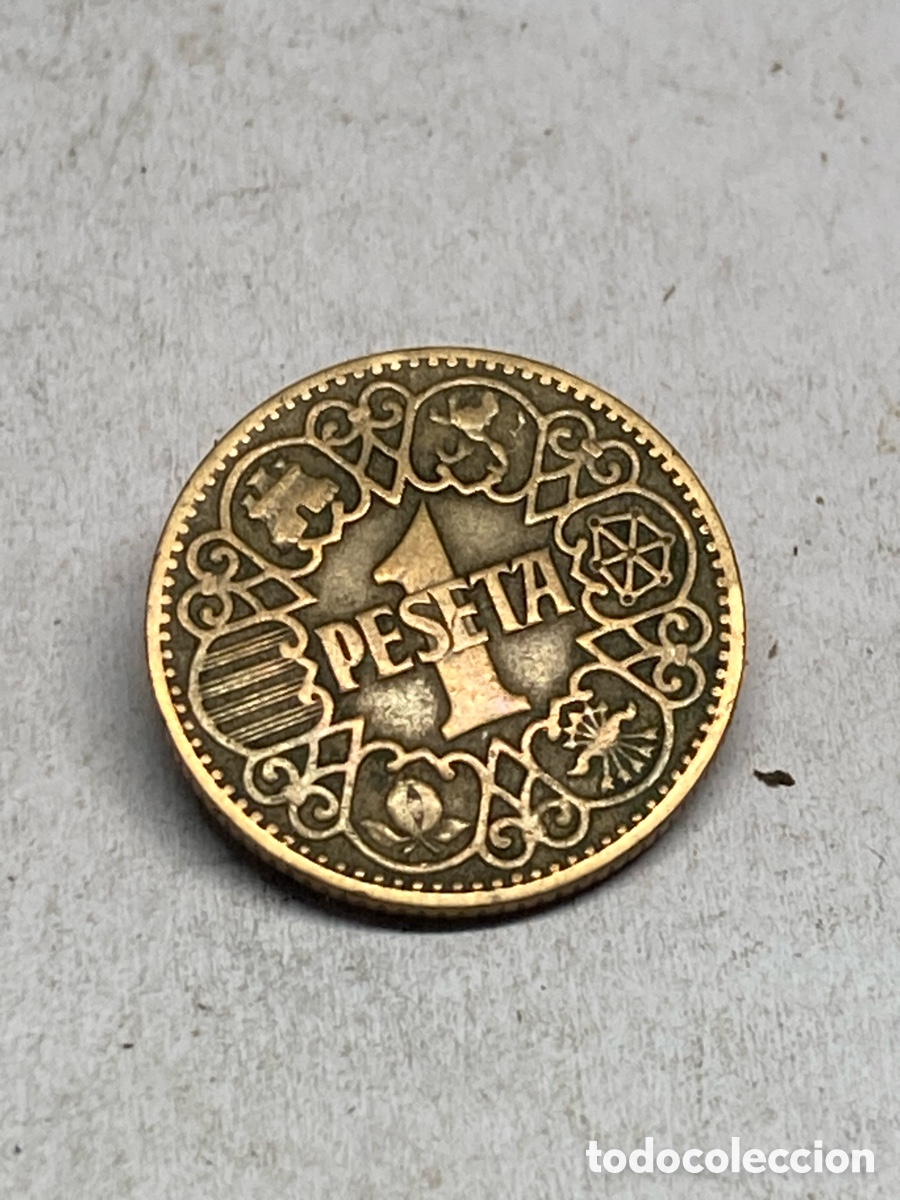 Monedas Franco: Moneda de 1 pesetas 1944 M32 - Foto 2