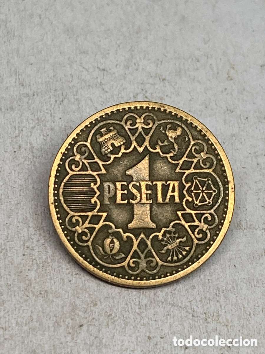 Monedas Franco: Moneda de 1 peseta 1944 M33 - Foto 2
