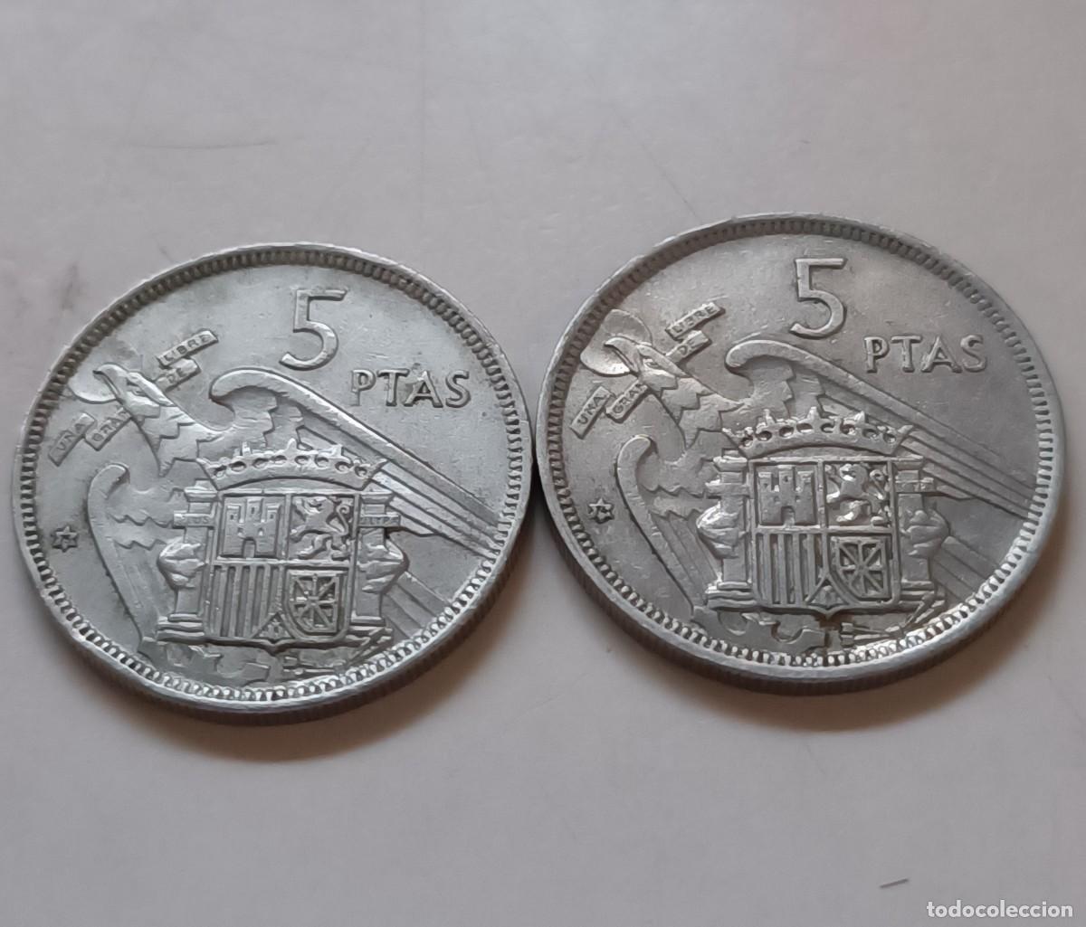 Monedas Franco: DOS monedas 5 pts.1957. - Foto 1