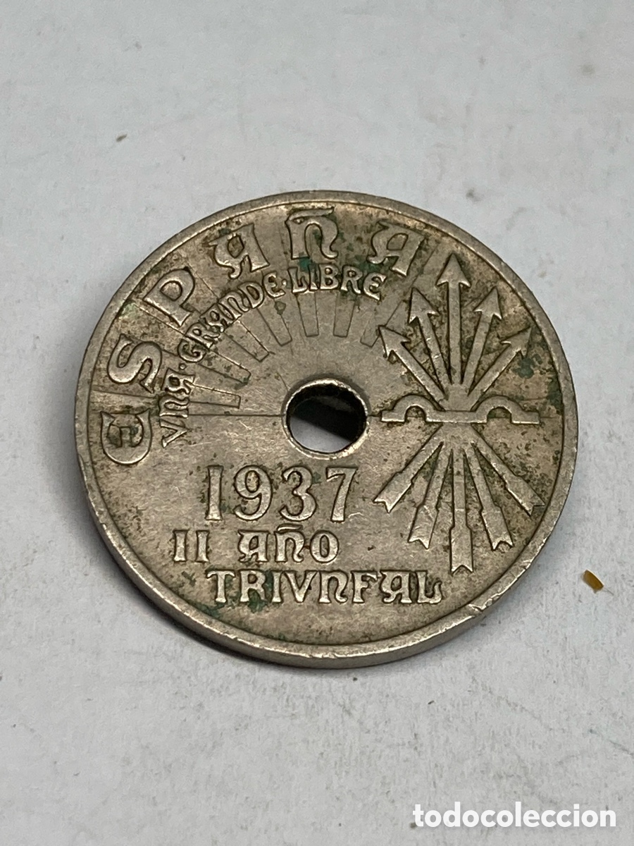 Monedas Franco: Moneda 25 c&eacute;ntimos 1937 M34 - Foto 2