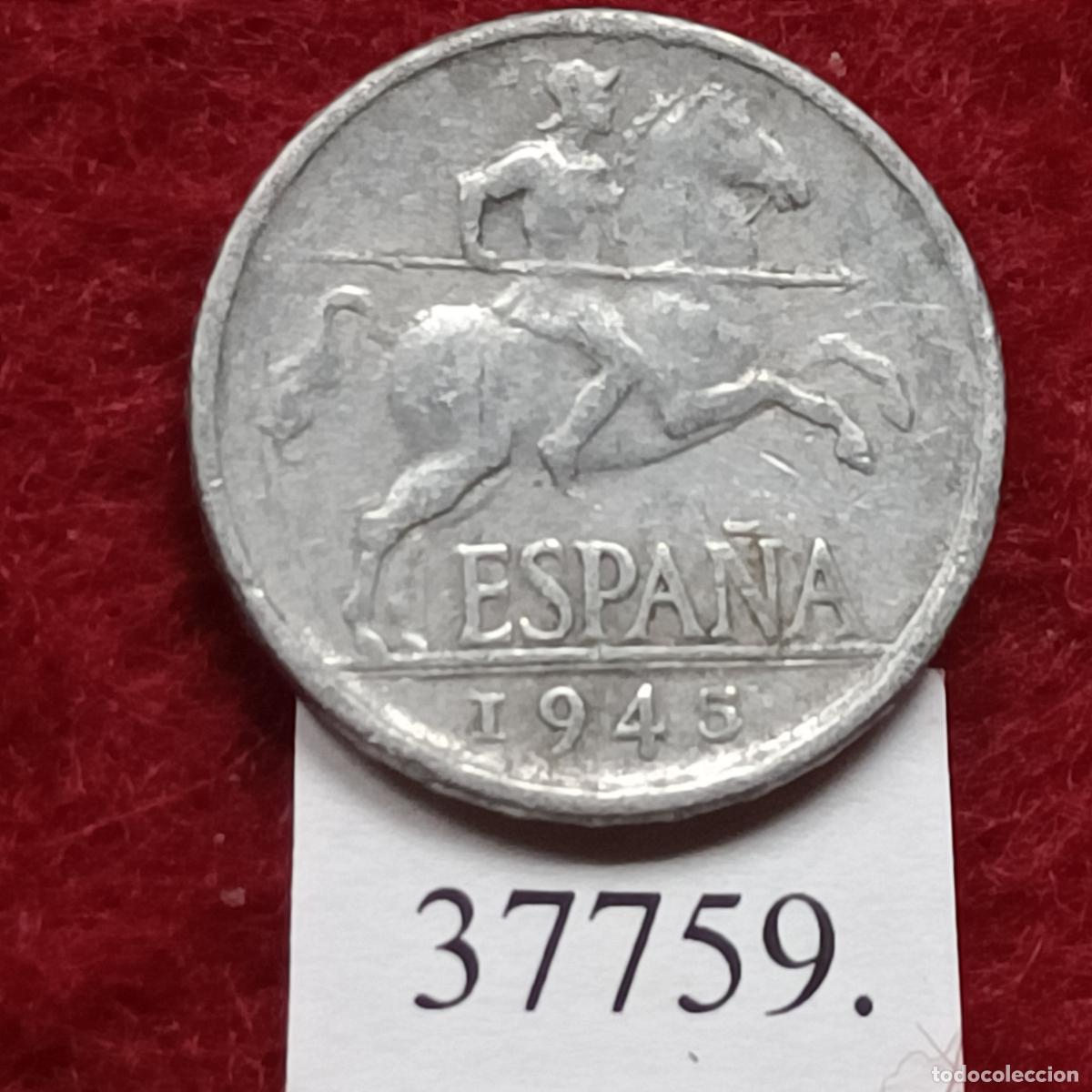 Monedas Franco: Espa&ntilde;a 5 c&eacute;ntimos 1945, Franco - Foto 1