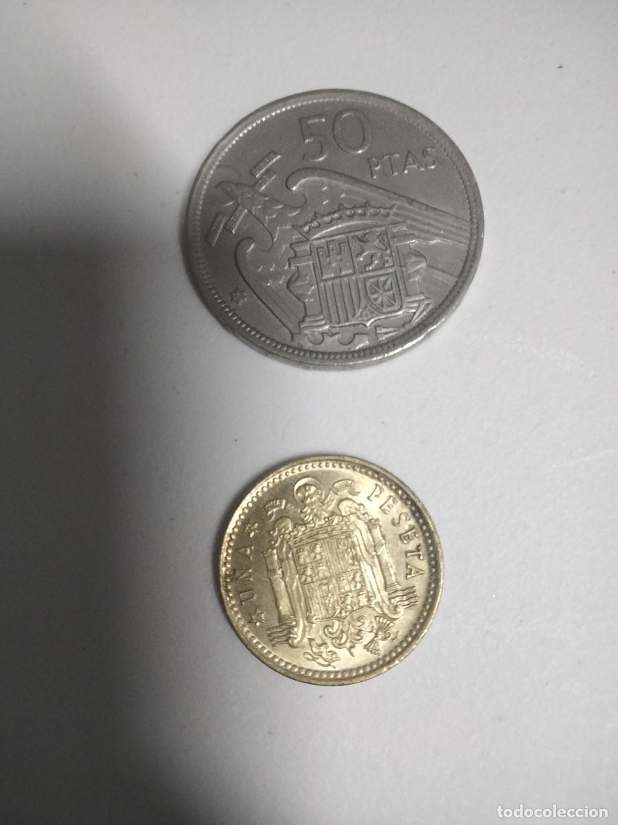 Monedas Franco: Moneda de 50 pts y de 1 pts de Franco - Foto 1