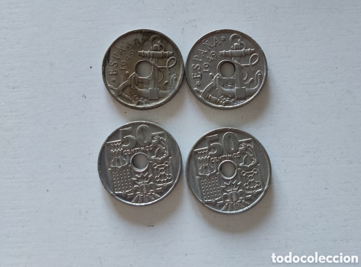 Monedas Franco: 4 MONEDAS DE 50 C&Eacute;NTIMOS 1949 *62 - Foto 2