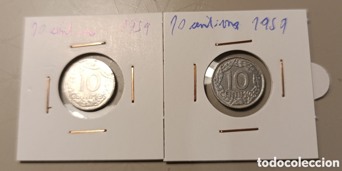 Monedas Franco: 10 c&eacute;ntimos 1949 2 monedas (lote 8) - Foto 1