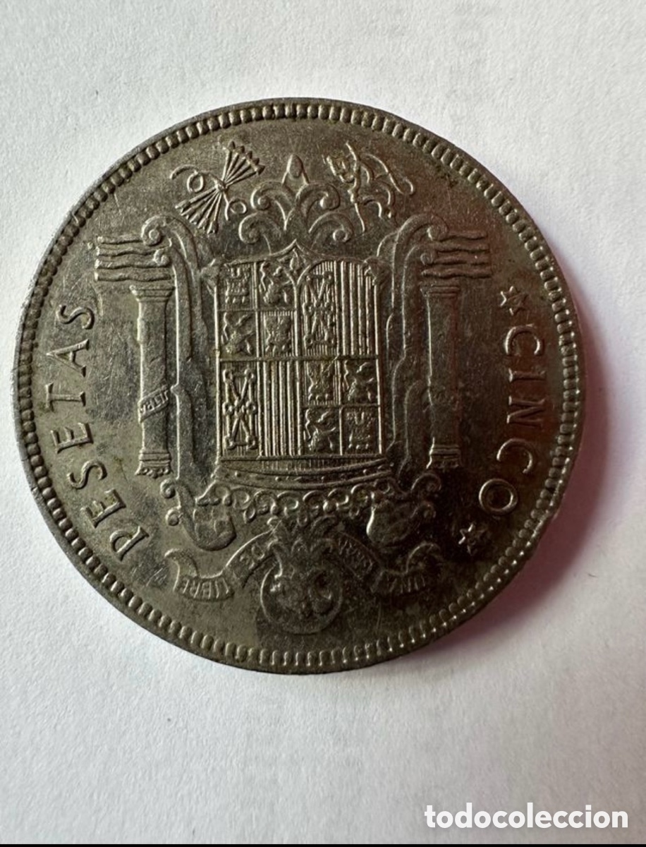 Monedas Franco: Moneda 5 pesetas de Franco - Foto 2