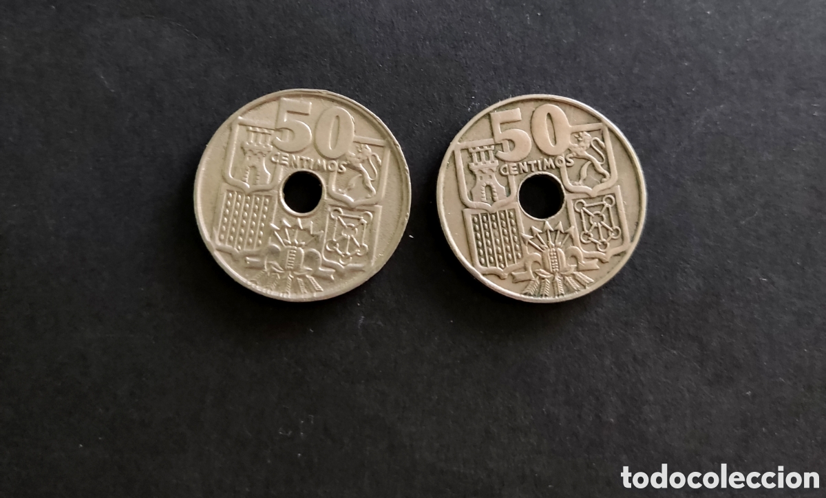 Monedas Franco: 2 MONEDAS DE 50 C&Eacute;NTIMOS DE 1949 *53 - Foto 2