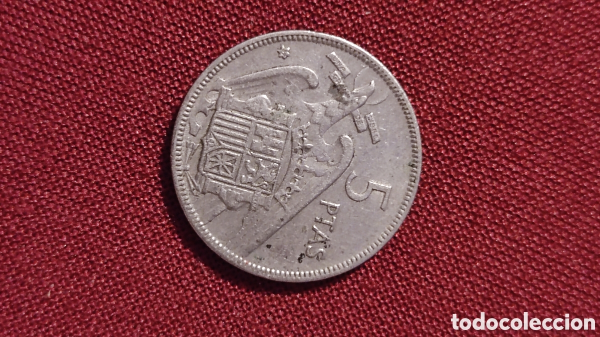 Monedas Franco: Moneda 5 pesetas Francisco Franco - Foto 2