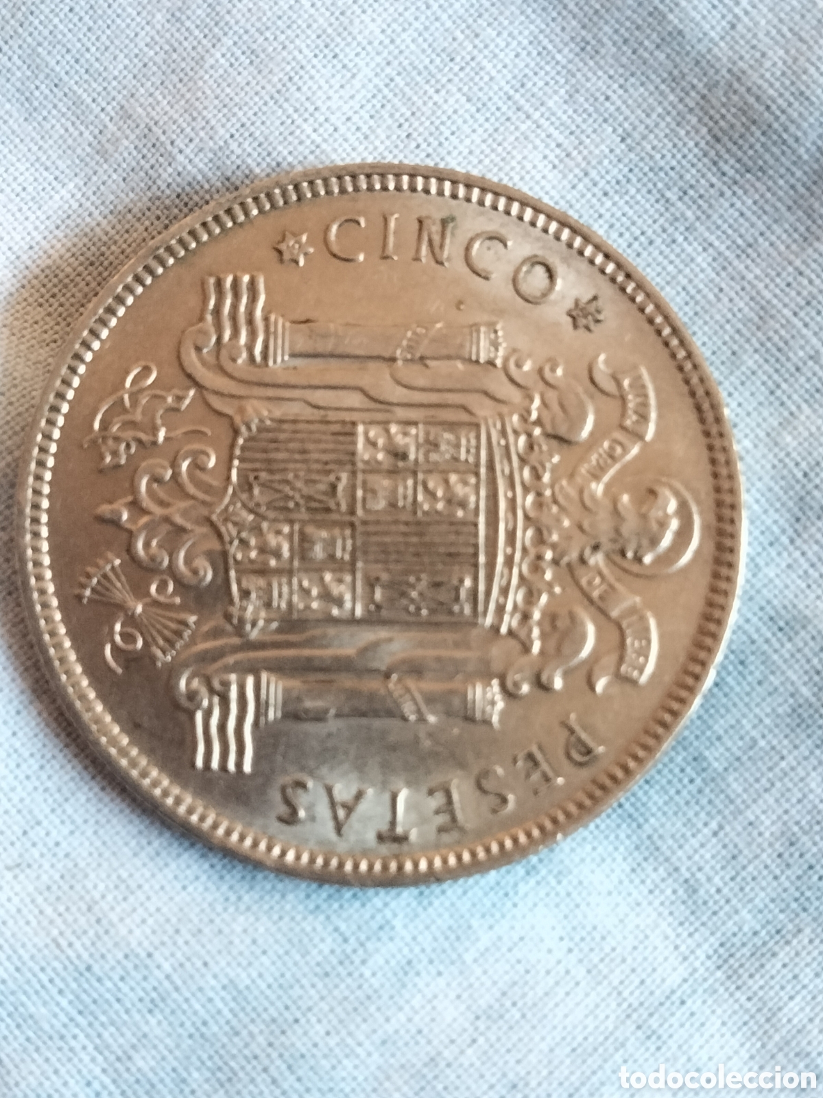 Monedas Franco: Moneda 5 pesetas 1949 (*50) - Foto 2