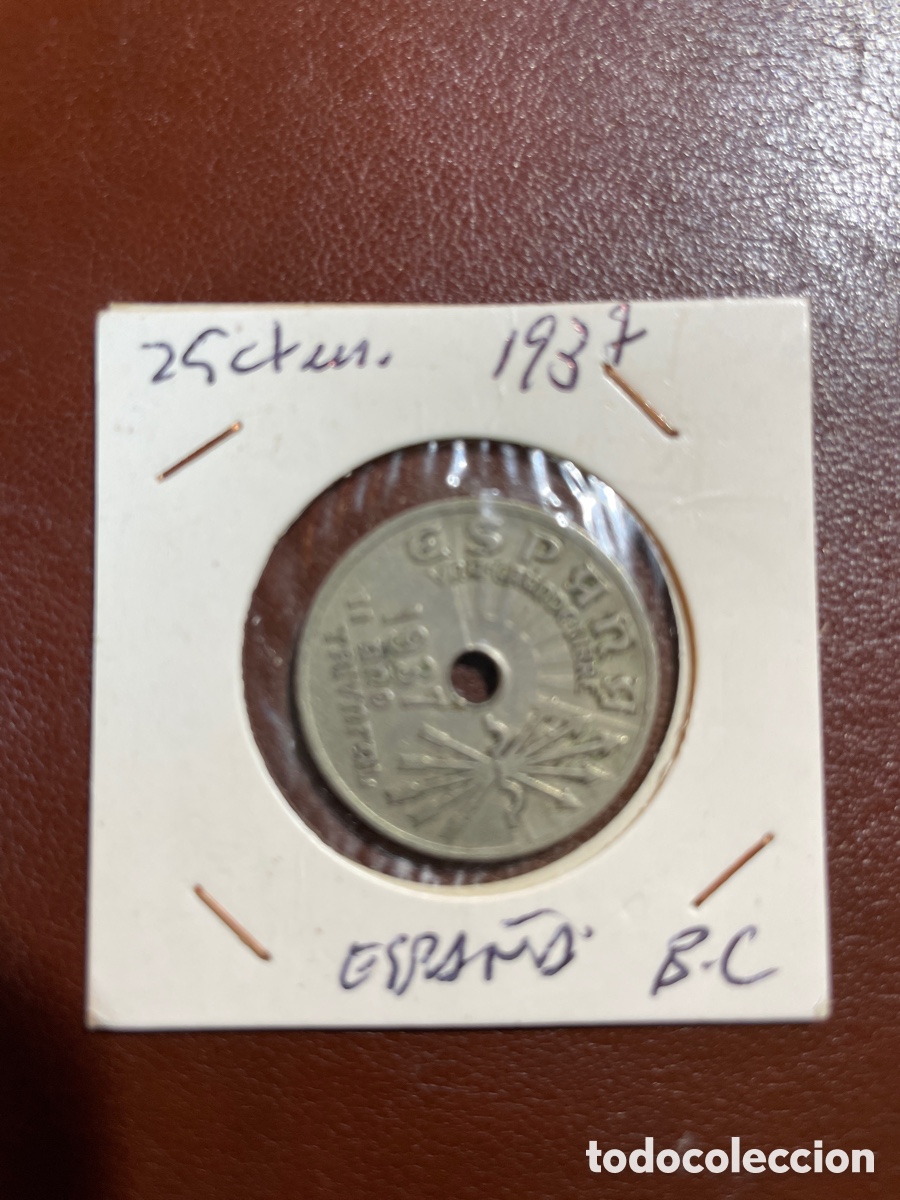 Monedas Franco: 25 ctm 1937 estado espa&ntilde;ol - Foto 1
