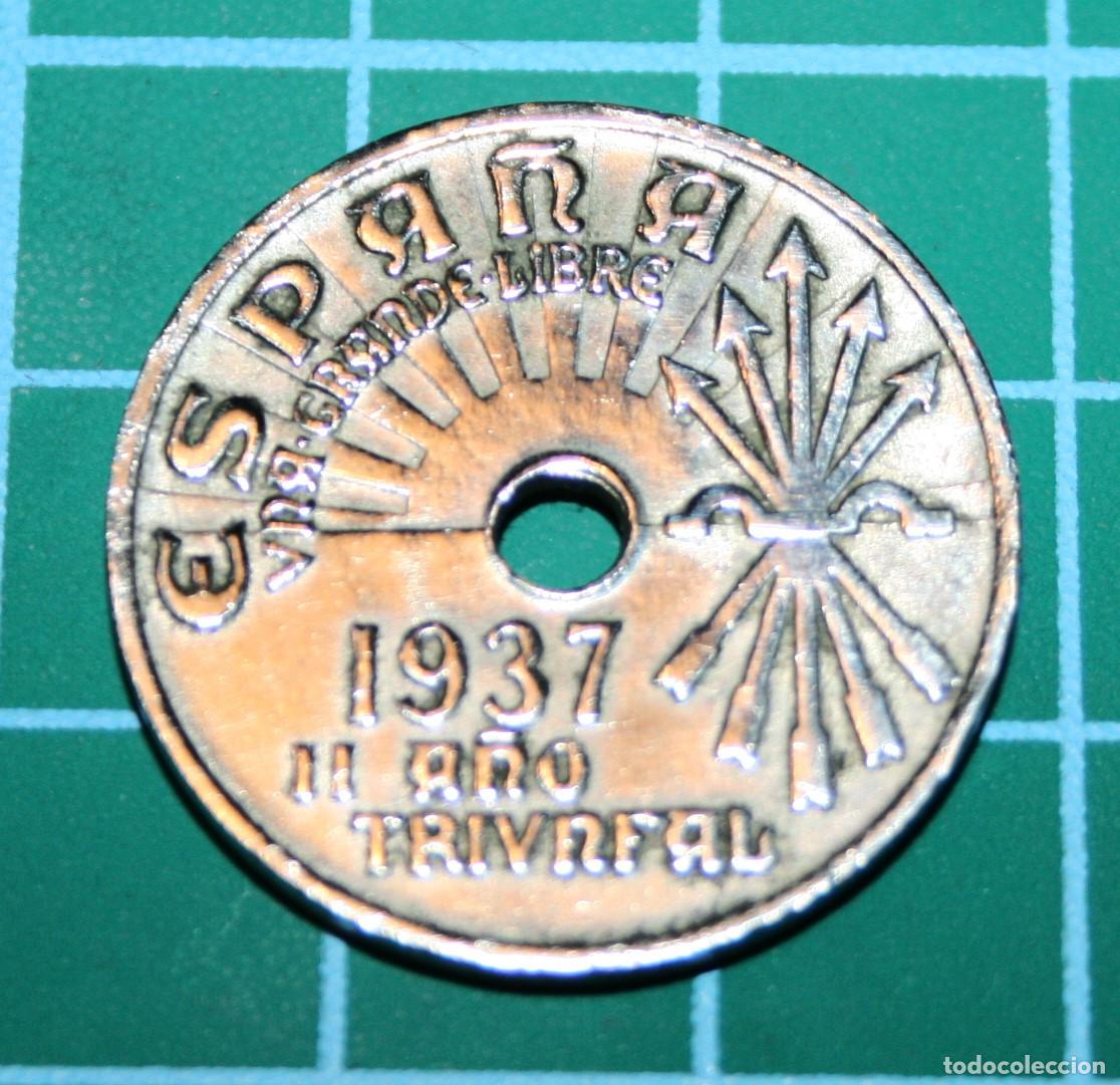 Monedas Franco: 25 C&Eacute;NTIMOS - 1937 - CUPRON&Iacute;QUEL - BC - Foto 2