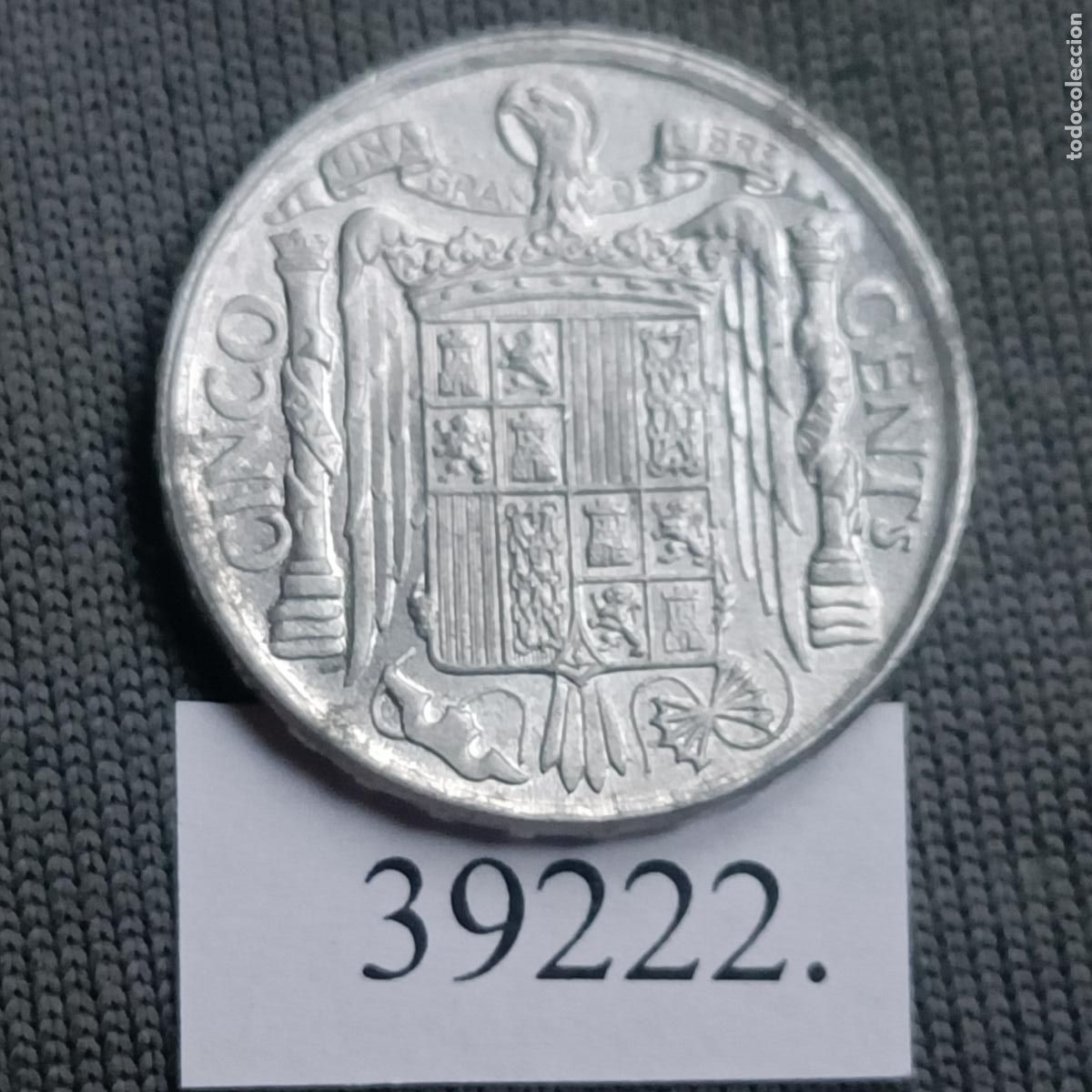 Monedas Franco: Espa&ntilde;a 5 centimos 1941, Franco - Foto 2
