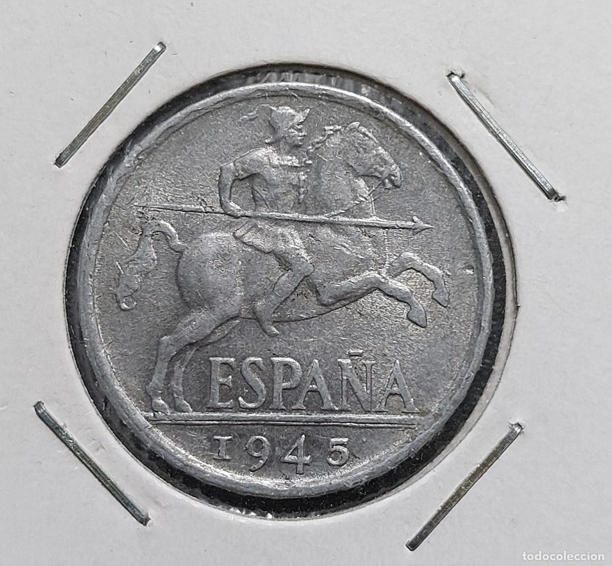 Monedas Franco: Espa&ntilde;a 10 C&eacute;ntimos 1945 (MBC+) - Foto 1