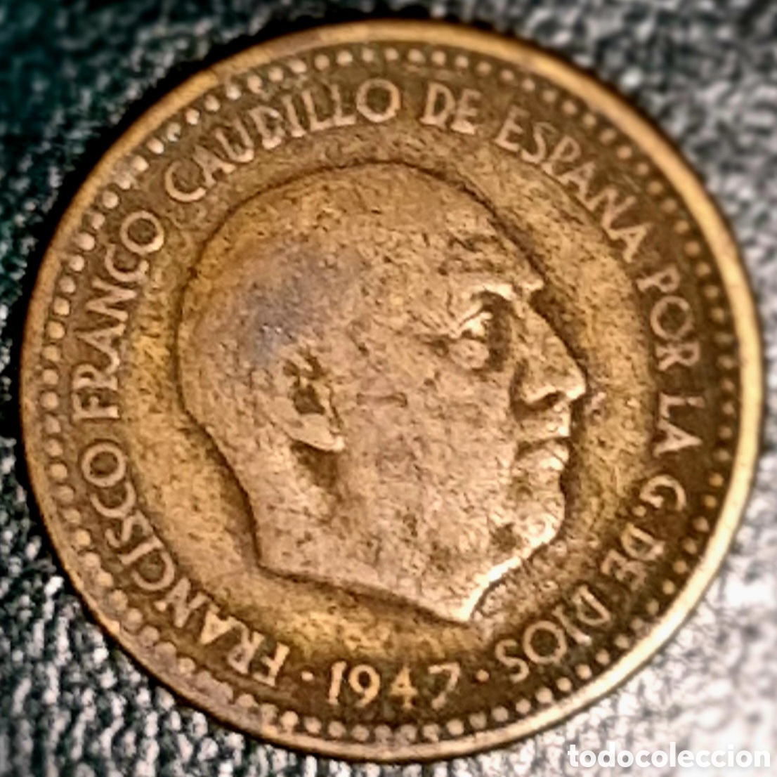 Monedas Franco: una peseta 1947 estrella 53 - Foto 2