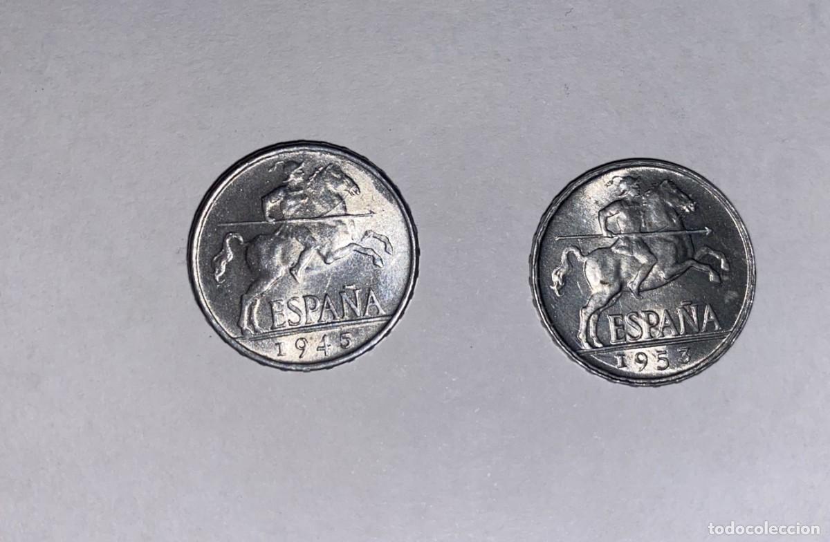 Monedas Franco: 2 Monedas 5 Centimos 1945/53 EBC - Foto 1
