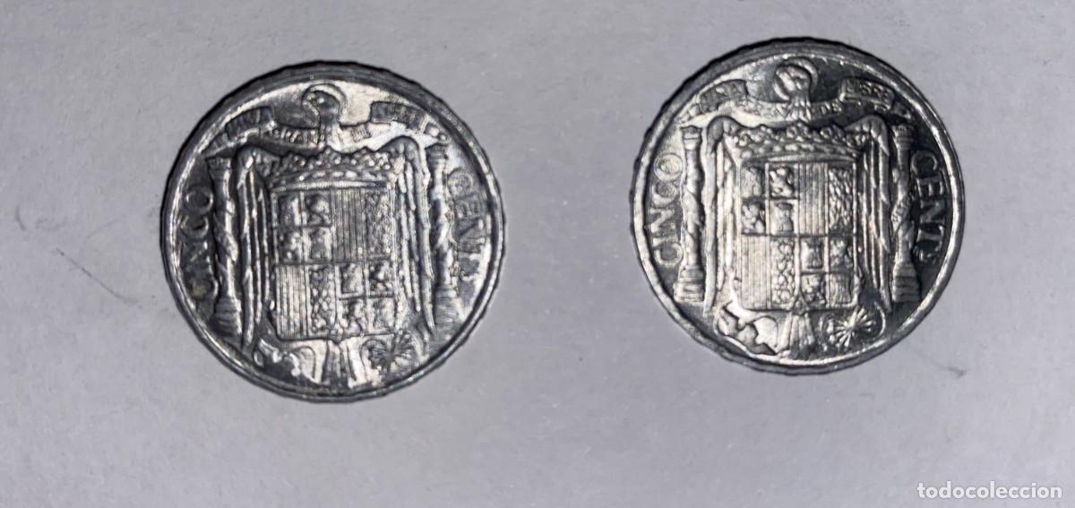 Monedas Franco: 2 Monedas 5 Centimos 1945/53 EBC - Foto 2