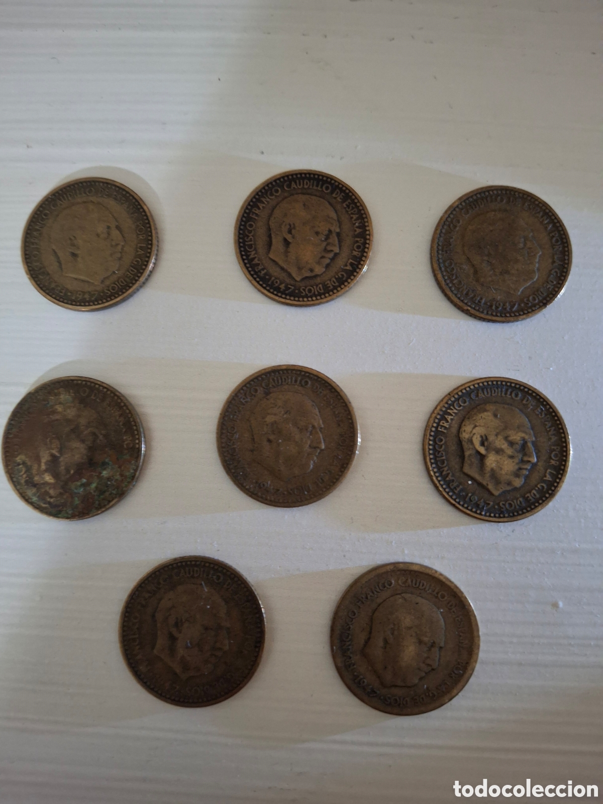 Monedas Franco: 8 Monedas de 1 peseta 1947 - Foto 2