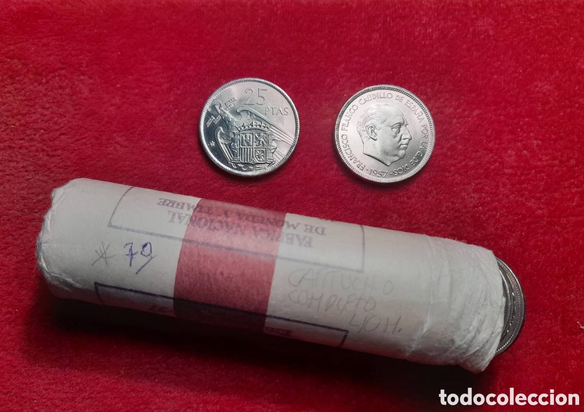 Monedas Franco: Moneda 25 pesetas 1957 70 UNC - Foto 1