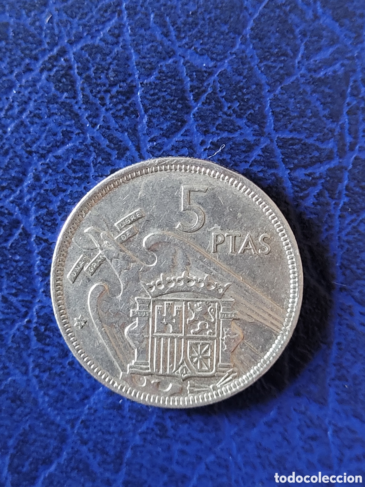 Monedas Franco: Moneda 5 pesetas 1957 estrella 75 - Foto 2