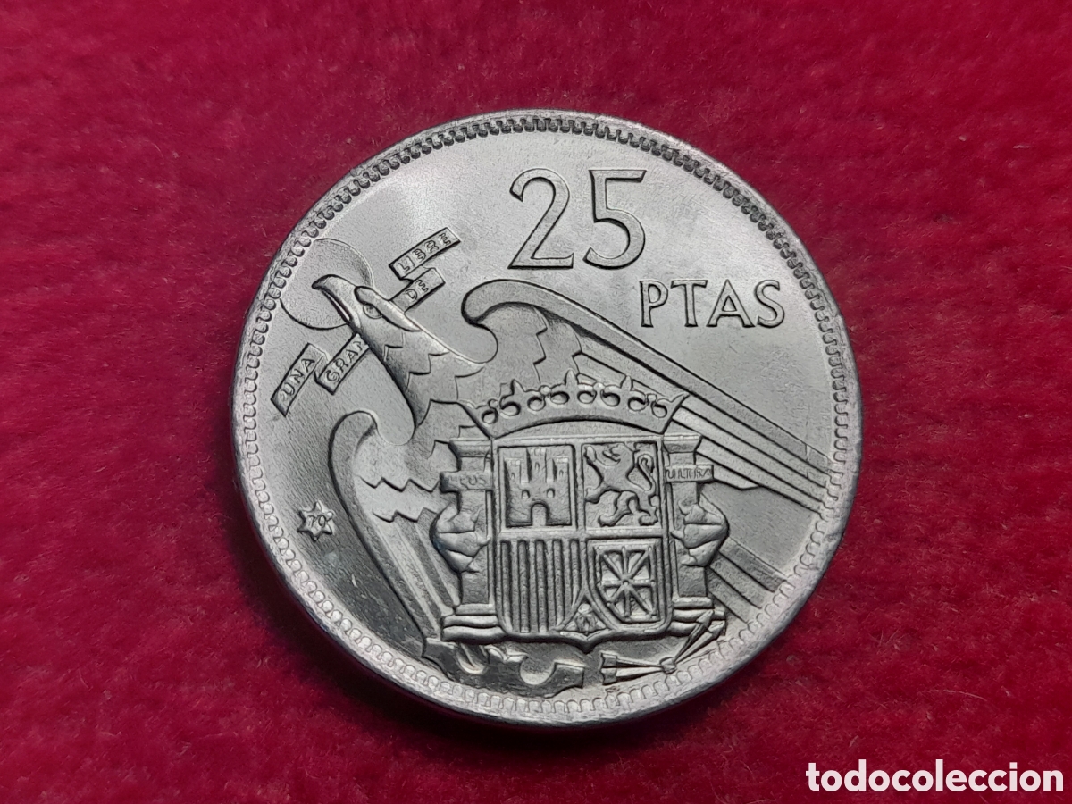 Monedas Franco: Moneda 25 pesetas 1957 70 UNC - Foto 2