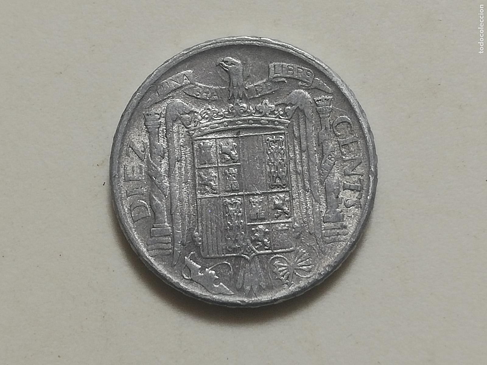 Monedas Franco: MONEDA 10 CENTIMOS 1945, ALUMINIO - Foto 2
