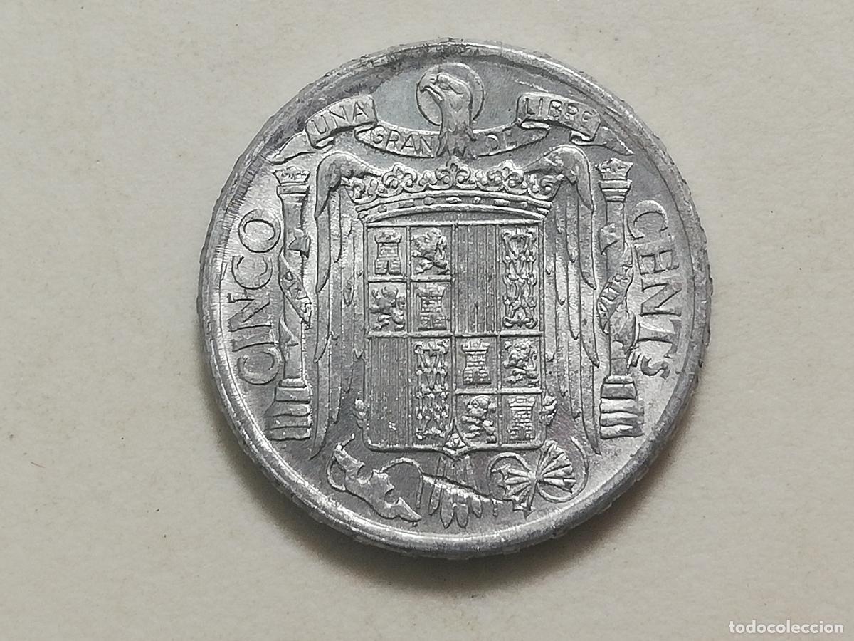 Monedas Franco: MONEDA 5 CENTIMOS 1945, ALUMINIO, PLVS CON V - Foto 2