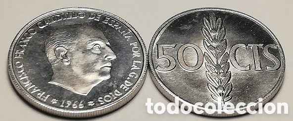 Monedas Franco: 50 C&Eacute;NTIMOS ESPA&Ntilde;A 1966 *73 S/C - Foto 2