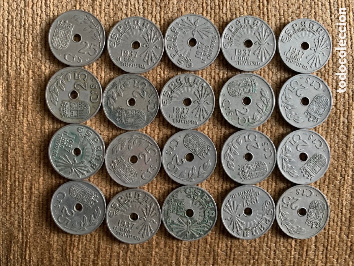 Monedas Franco: 20 MONEDAS 25 CENTIMOS 1937 - Foto 4