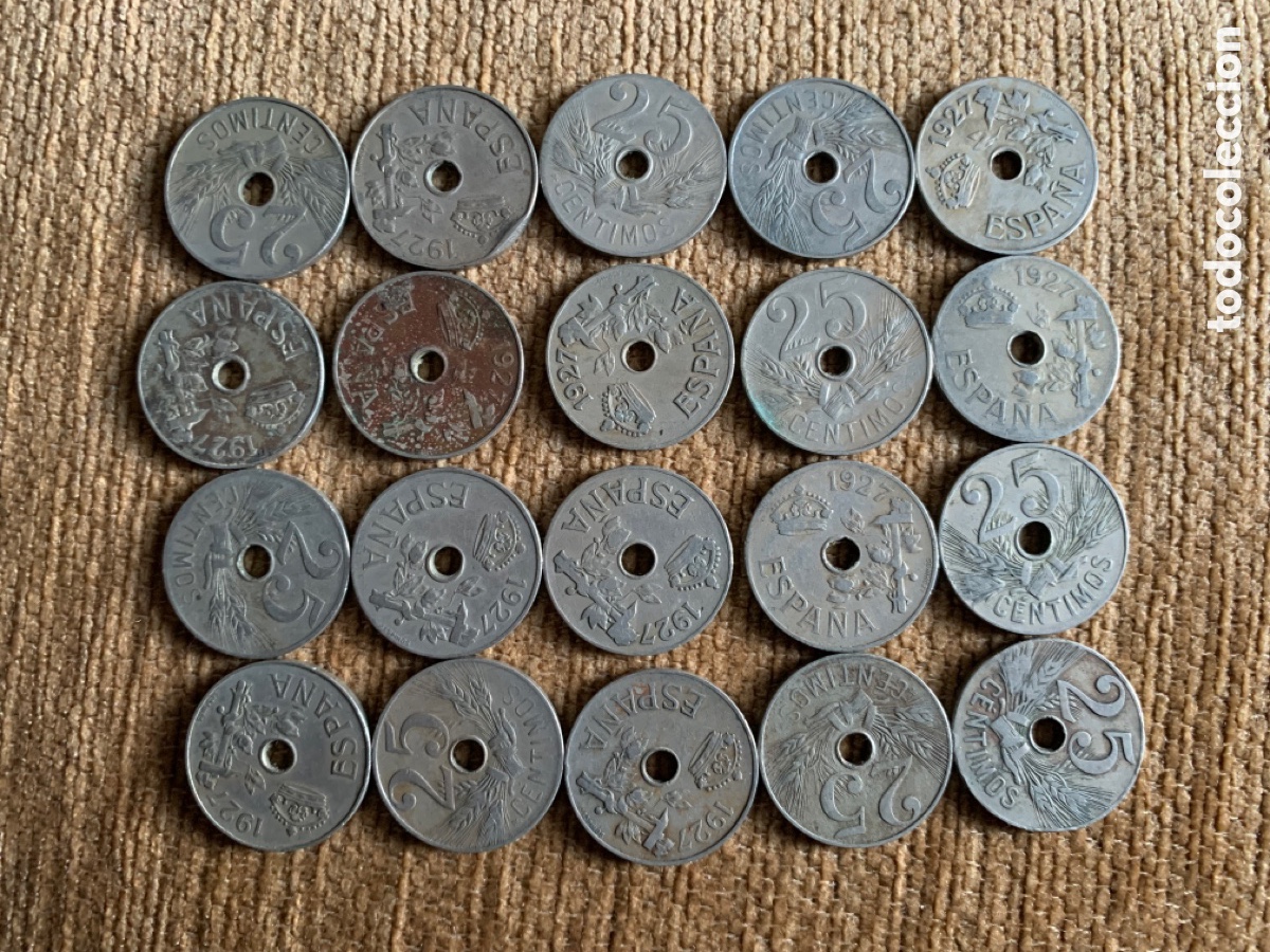 Monedas Franco: 20 MONEDAS DE 25 CENTIMOS DEL 1927 - Foto 2