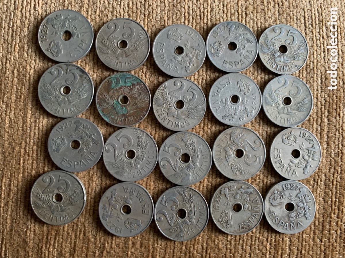 Monedas Franco: 20 MONEDAS DE 25 CENTIMOS DEL 1927 - Foto 3