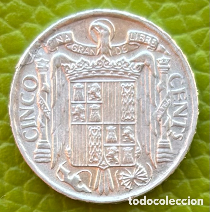 Monedas Franco: ESTADO ESPA&Ntilde;OL. CINCO C&Eacute;NTIMOS. 1940. - Foto 2