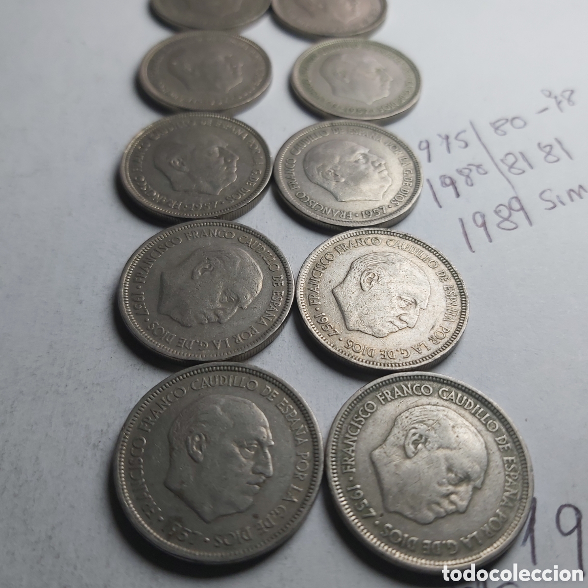 Monedas Franco: 10MONEDAS DE 5 PST 1957 - Foto 1