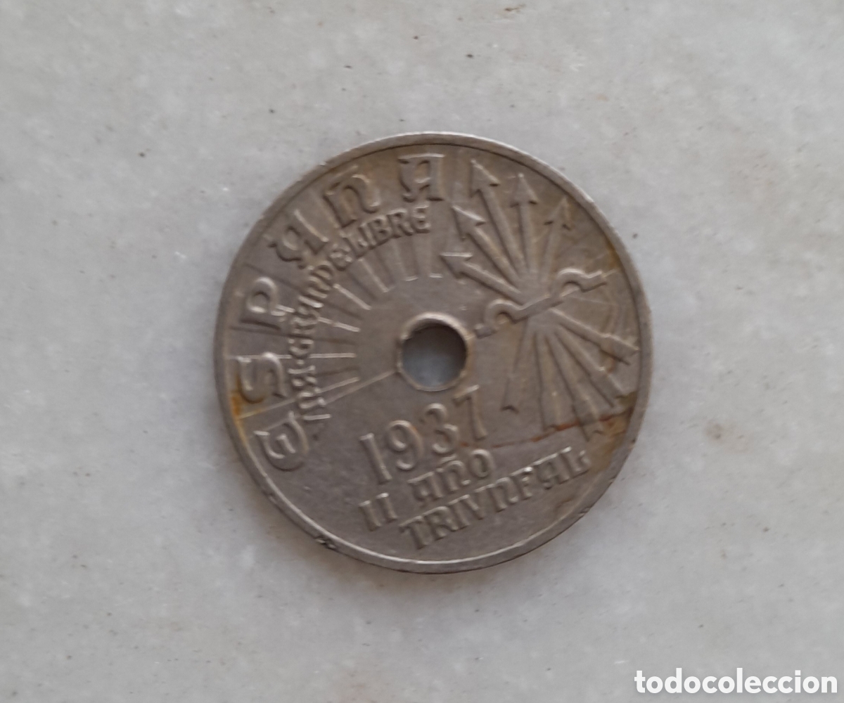Monedas Franco: Moneda de 25 c&eacute;ntimos de 1937 - Foto 2