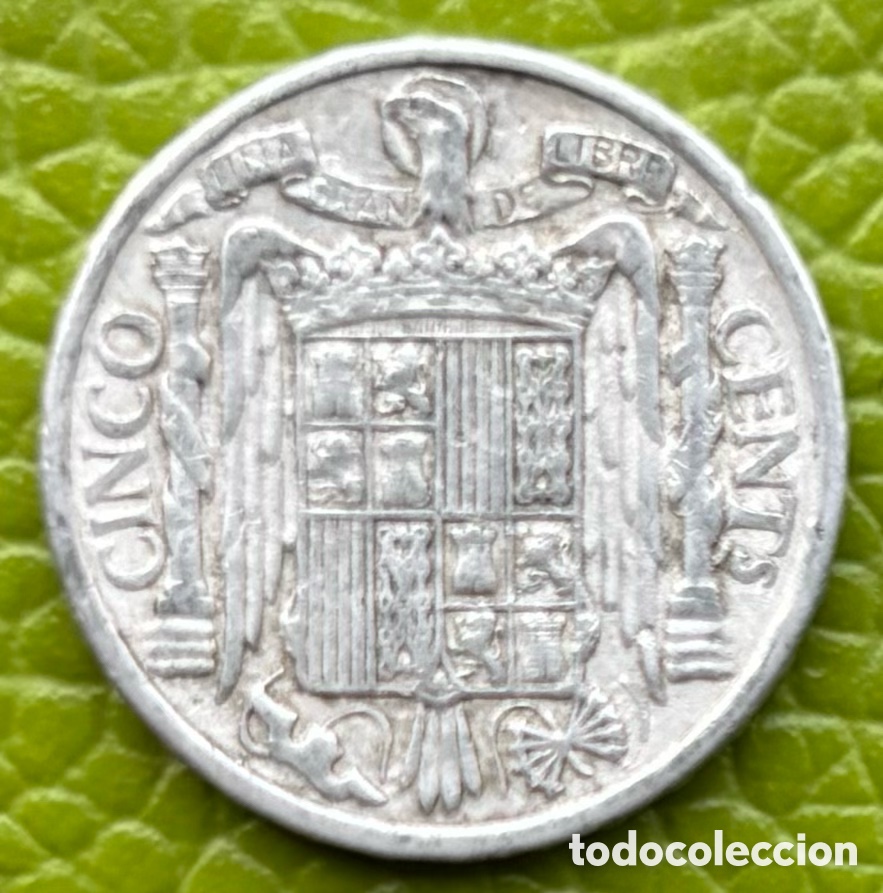 Monedas Franco: ESTADO ESPA&Ntilde;OL. CINCO C&Eacute;NTIMOS. 1945. - Foto 2