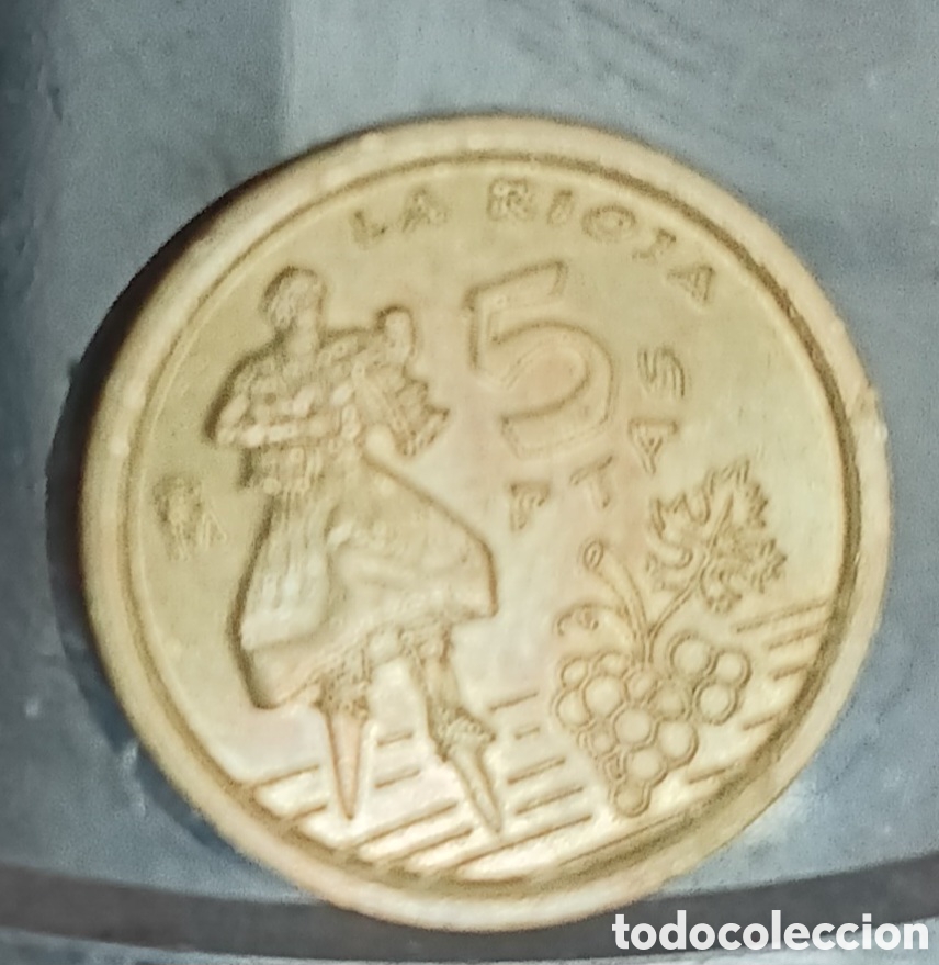 Monedas Franco: Moneda de 5 pesetas de 1996, La Rioja - Foto 2