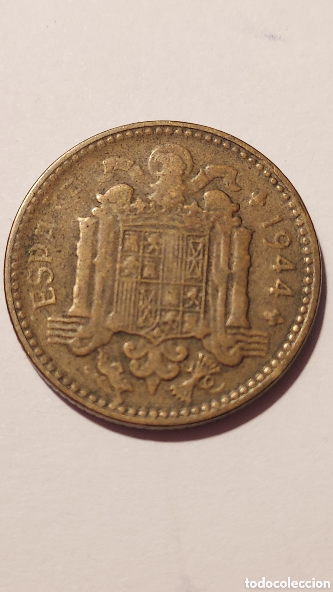 Monedas Franco: 2 monedas de 1 peseta de 1944 - Foto 2