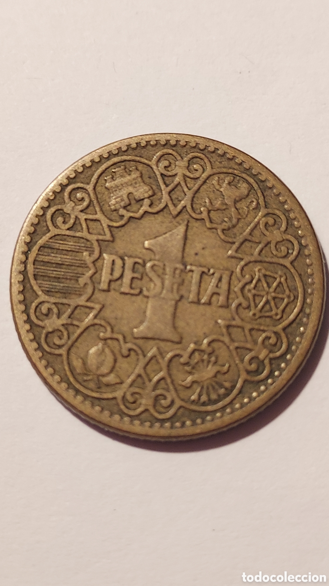 Monedas Franco: 2 monedas de 1 peseta de 1944 - Foto 3