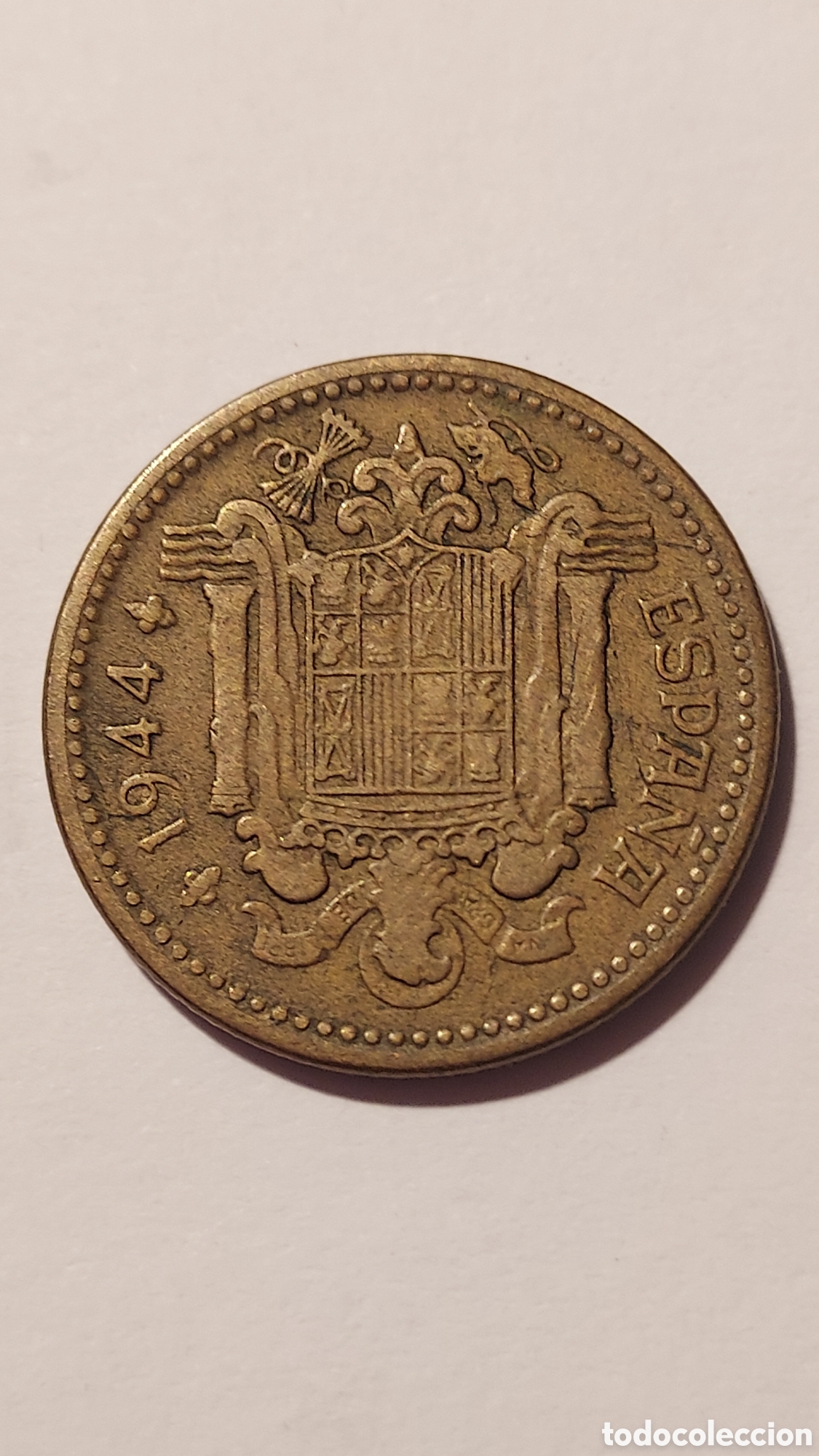 Monedas Franco: 2 monedas de 1 peseta de 1944 - Foto 4