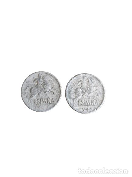 Monedas Franco: Lote de 2 monedas de 10 c&eacute;ntimos - Espa&ntilde;a 1945 - Foto 1