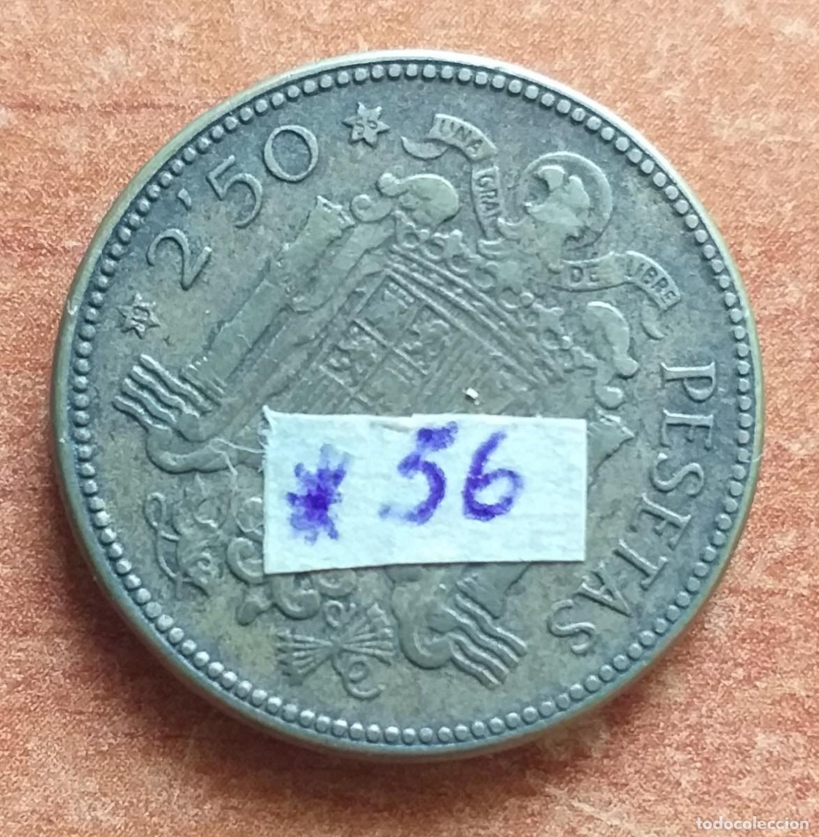 Moedas Franco: MONEDA DE 2,50 PESETAS DEL A&Ntilde;O 1953 - ESTRELLA 56