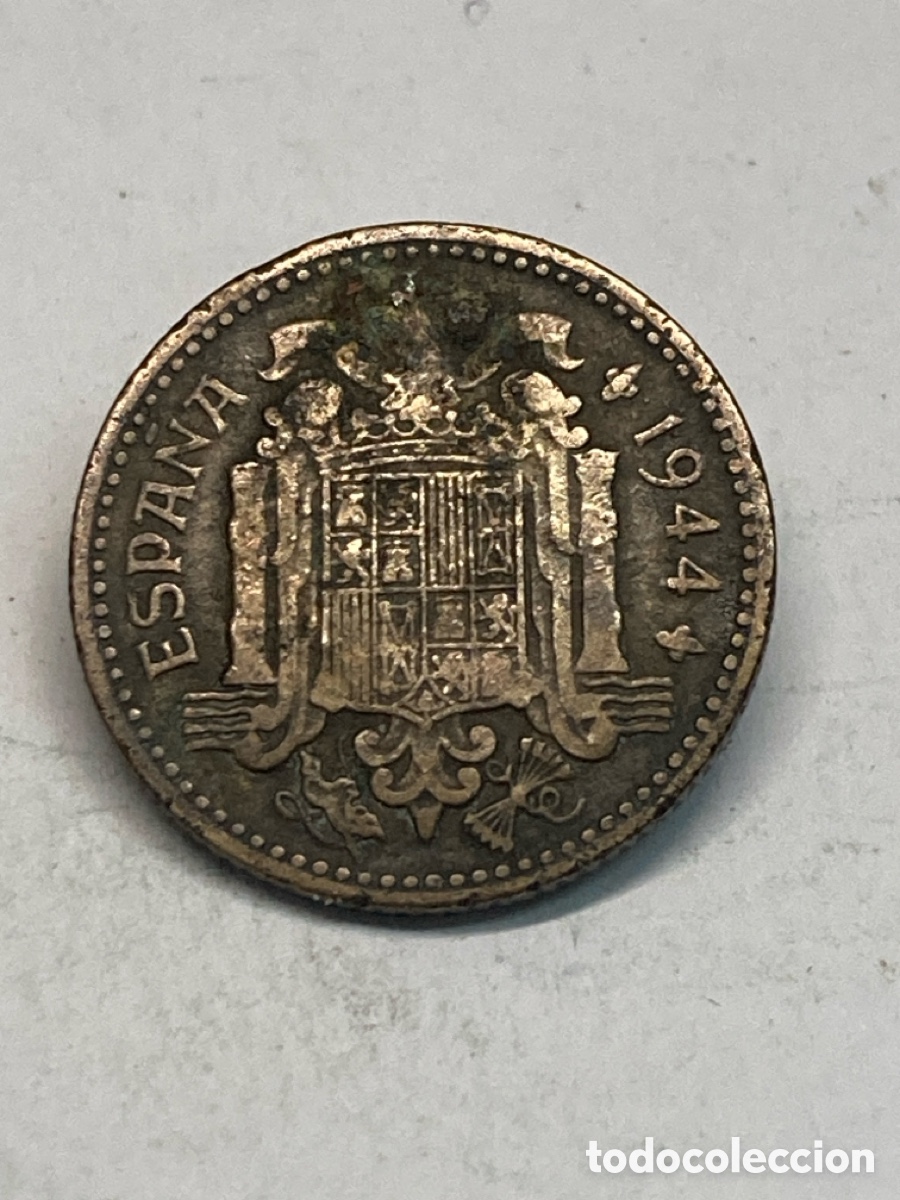 Monedas Franco: Moneda de 1 pesetas 1944 V38 - Foto 2