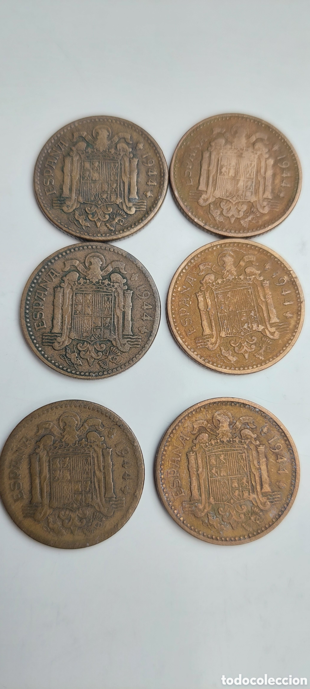 Monedas Franco: Lote Pesetas del 1944. - Foto 3