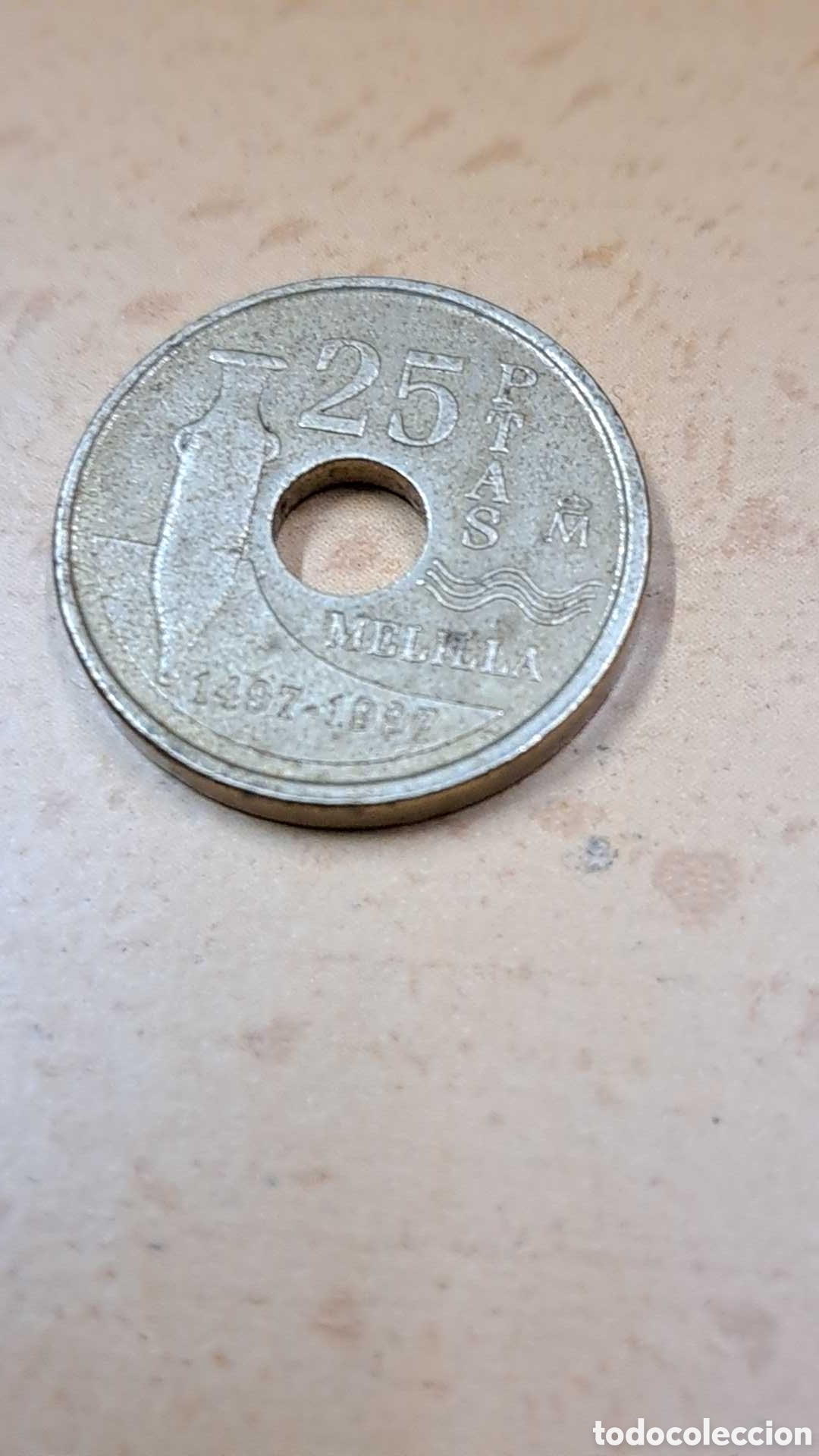 Monedas Franco: Moneda 25 pesetas Melilla 1997 - Foto 2