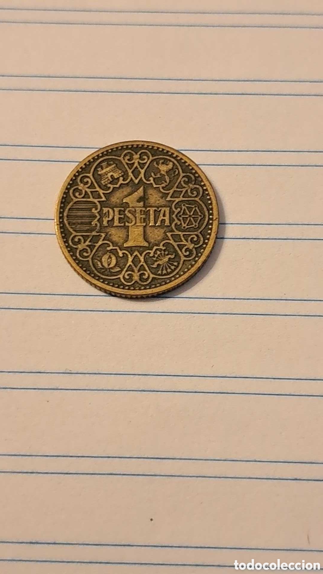 Monedas Franco: Moneda de peseta a&ntilde;o 1944 - Foto 1